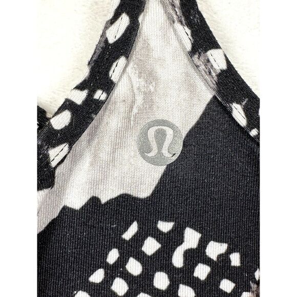 Lululemon Size 8 Black White Power Y Tank Yoga Top Women Light Support Stretch - Picture 3 of 7